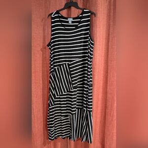 Catherines Asymmetrical Dress with Black and White Stripes